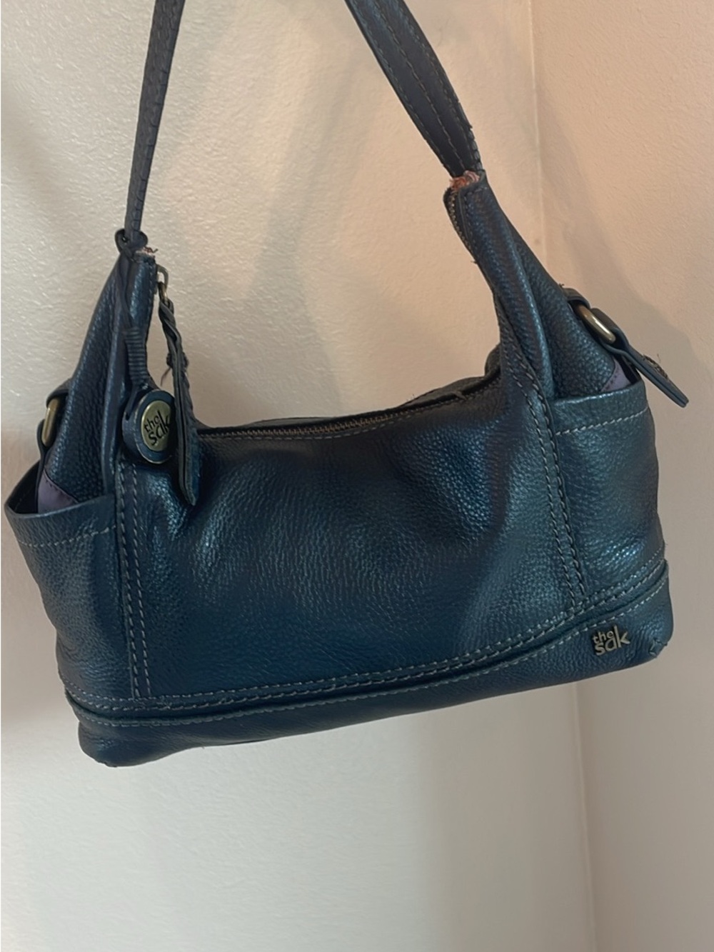The Sak Navy Pebbled Leather Shoulder Bag